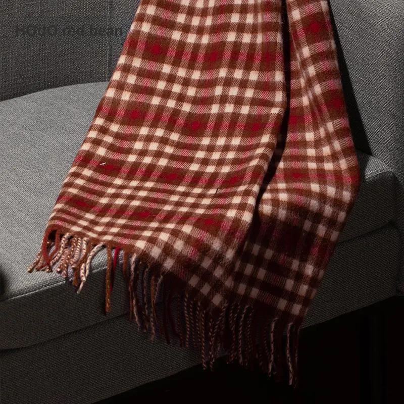 Red Bean 100% Wool Knit Scarves Women's-6