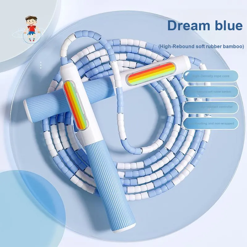 Sanfan Casual Entertainment Non Countable Jump Ropes Kids Soft Vinyl Bamboo, Silicone PP Controller 2.8m Rainbow-2