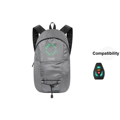 LECAGE Polyester Backpack Regular Unisex Black/Green/Gray