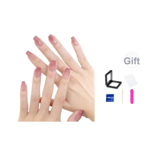 XNTX Телесный Кошачий глаз False Nail Короткий LADDER Розовые оттенки Smudge Блестки