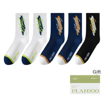 PLANDOO Mid Calf Socks Men's Shopping Bag 5 Pack
