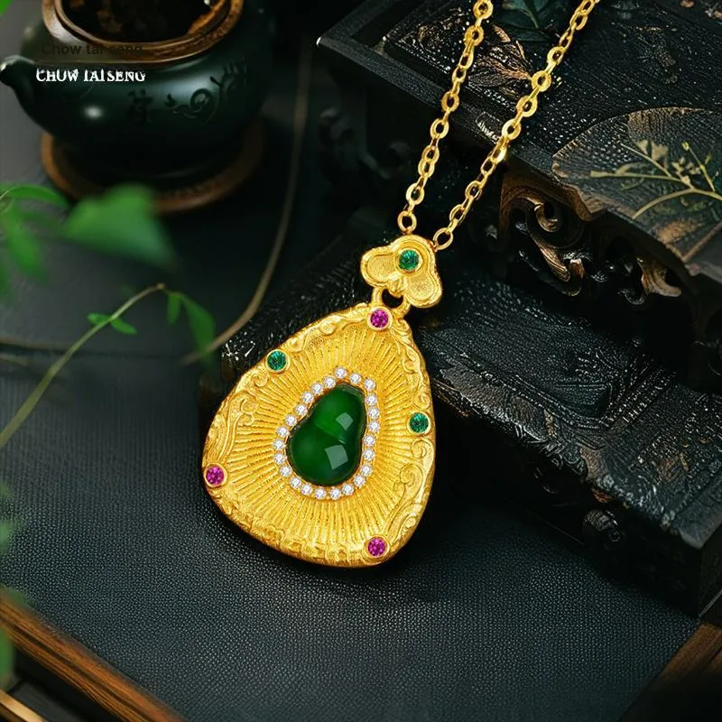 CHOW TAI SENG Glutinous Jade Jadeite Necklaces Women's-3