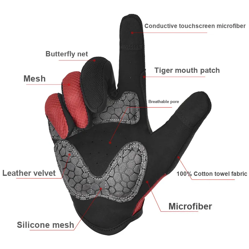 HNJ Riding Equipment Cycling Glove Unisex Microfiber, Mesh, Silicone-3