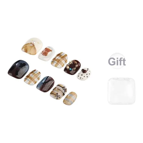 BDQC Стиль Майярд Color Series Ручная работа Сладкий стиль False Nail Короткий Квадратный And Круглый Коричневый Однотонный Милый 15 мм