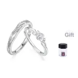 999 Fine Silver Rose Story Couple Rings