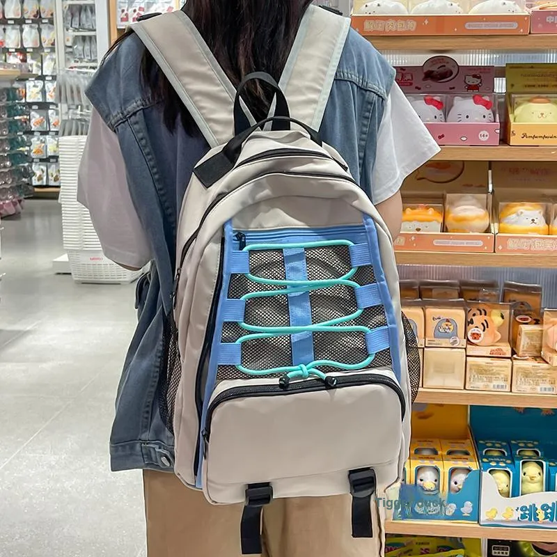 BAODIDAISHU Nylon Backpack Laptop Bag Regular Unisex Ecru/Gray/Black/Blue-7