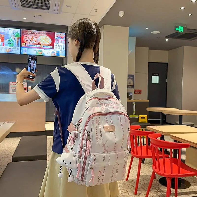 WICKBUEN Nylon Backpack Unisex Black/Pink/Yellow/Green/Blue-10