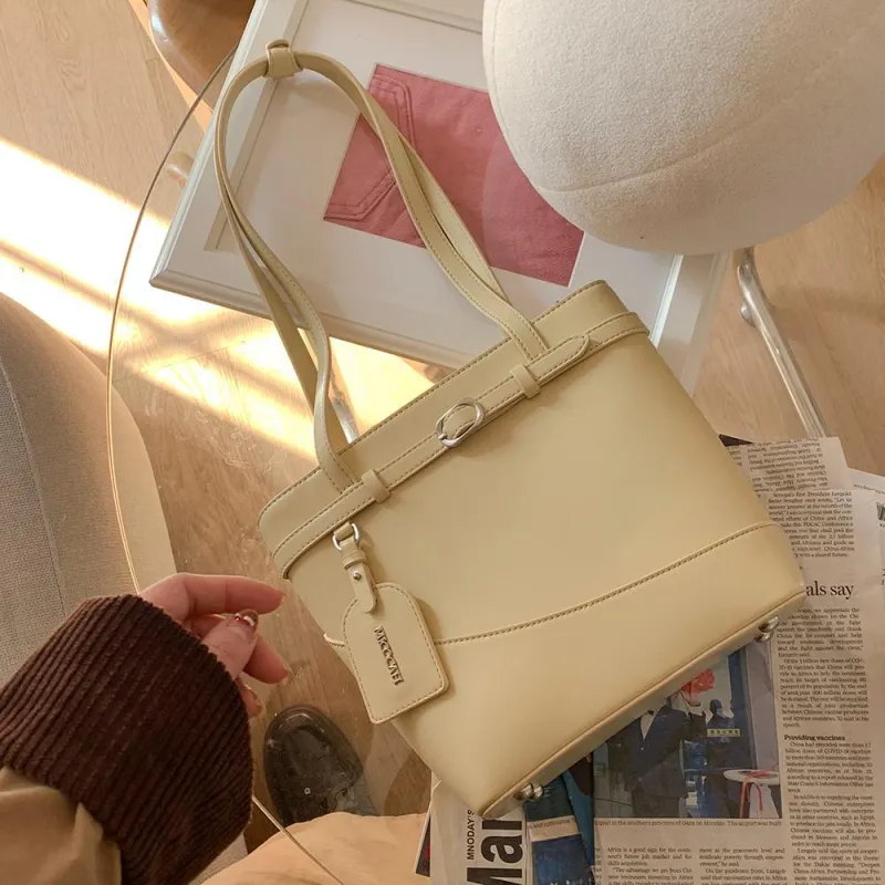 MICOCAH PU Tote Bag Shoulder Bag Regular Women's Warm Sun Yellow/Winter Twilight Black-1