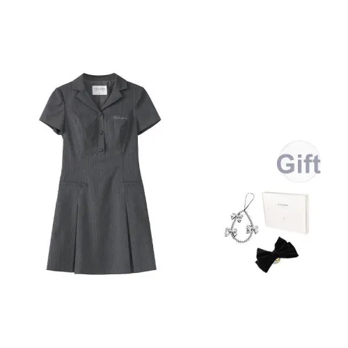 Fstudio Летний Корейский стиль Преппи Элегантность Универсальный Короткий рукав Платье Женское