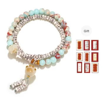 JINGCHENGGOU Star Moon Bodhi Seeds White Jade Bodhi Bracelets Unisex