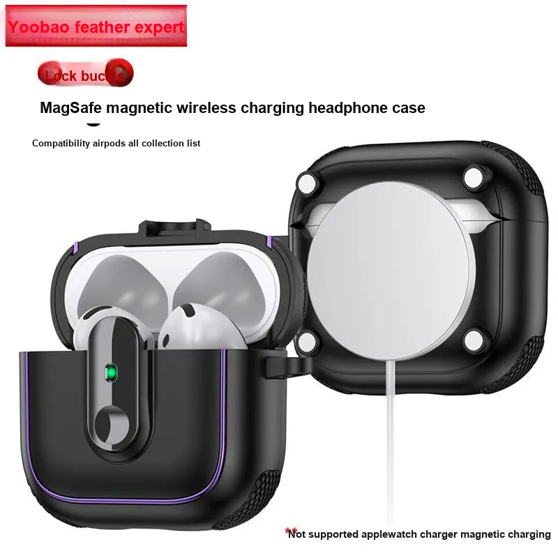 Yoobao Compatibility AirPods4/AirPods Pro2 TPU Impact Resistant Lock, Magnetic Headphone Cases-3