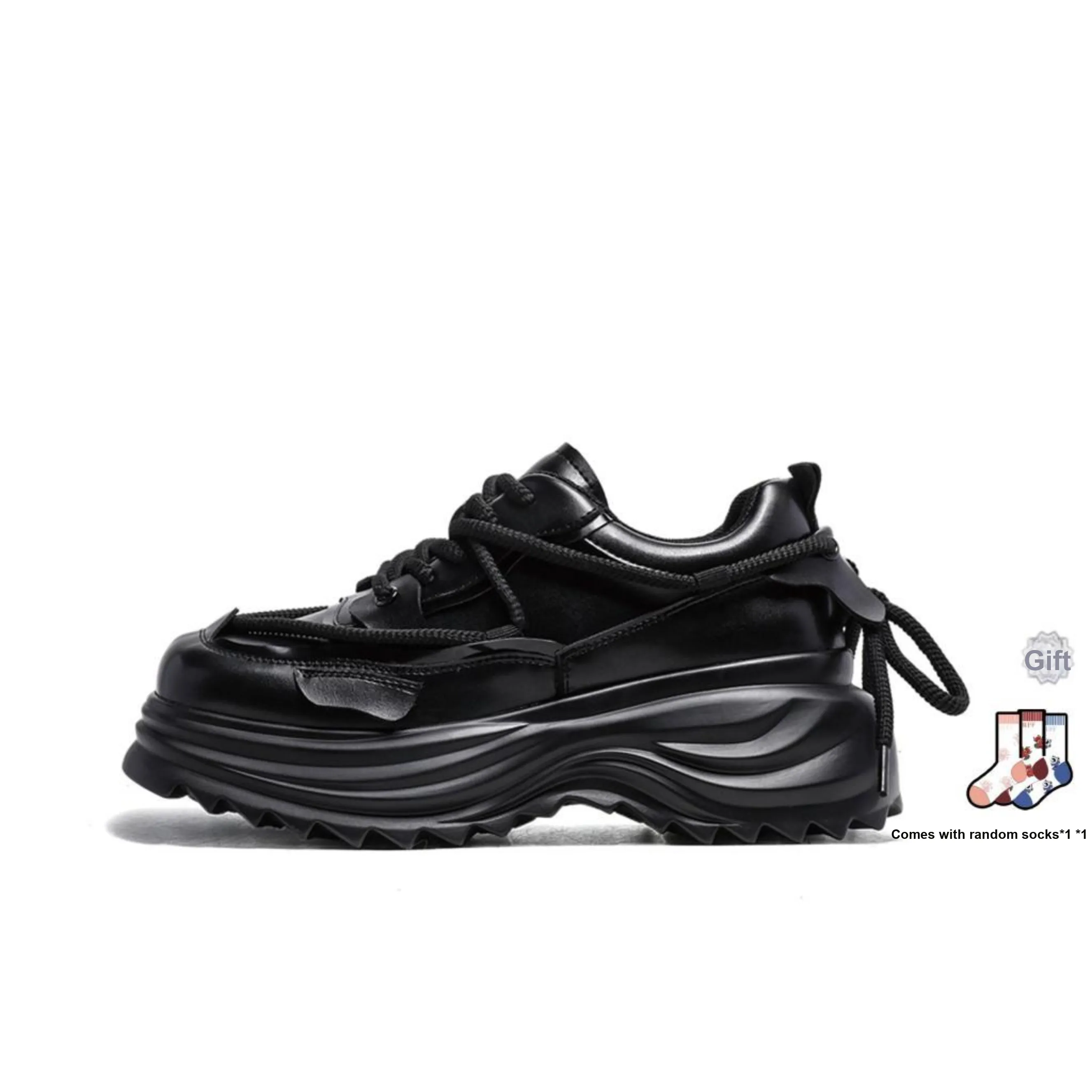 BUFFALO BOUND Black Warrior Anti Slip Wear Resistant Low Top Chunky Sneakers Unisex Black