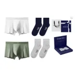80S Modal[Pea Green+White]+[2 Pack 100% cotton Socks]Gift Box Set