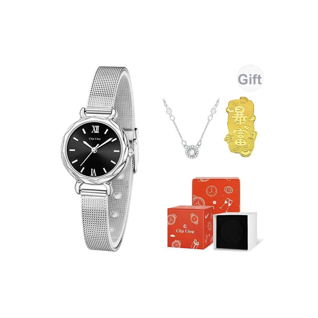 Clip Clop Кварцевый механизм сплав ремешок женские часы белый циферблат