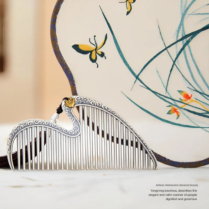 QINGFU 999 Fine Silver Comb Women's-1
