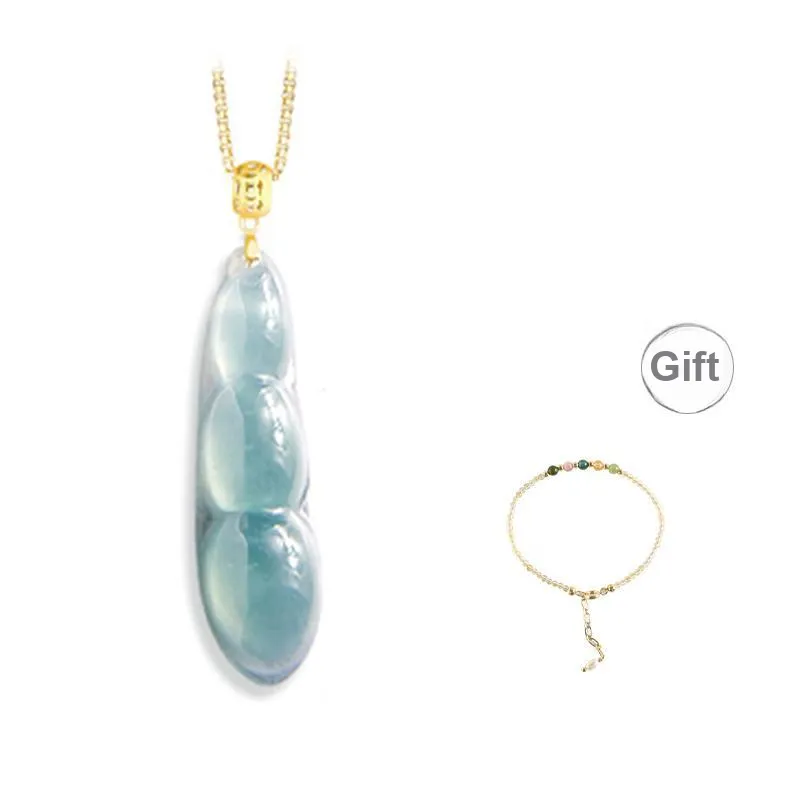 Long Fu Glutinous Jade Necklace Holiday Accessory # Good Luck Women's-8