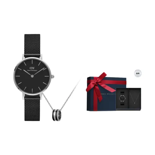 Daniel Wellington Женские часы Кварцевый механизм Ремешок из нержавеющей стали 28 мм Черный циферблат