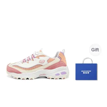 Skechers D'LITES 1.0 Anti Slip Wear Resistant Low Top Chunky Sneakers Women's Coral