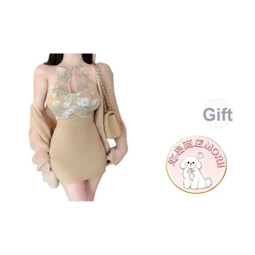 MORii Кофе Платье С подарками Бренд Значок Женские Платья без рукавов