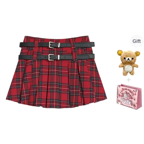 FLIM Casual Short Skirts Women's Red Rilakkuma Pendant+Box