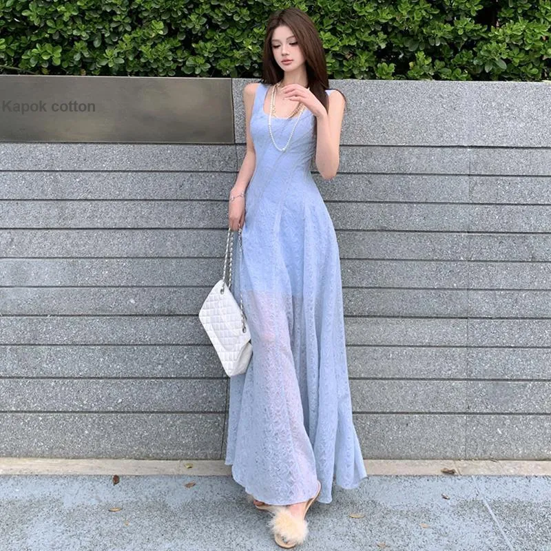 HAPG Sleeveless Dresses Women's Blue Shopping Bag Included-2