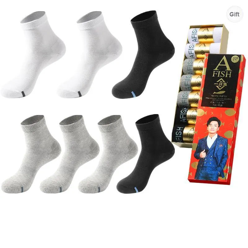 AFISH Mid Calf Socks Unisex 7 Pairs Gift Box Packaging-1