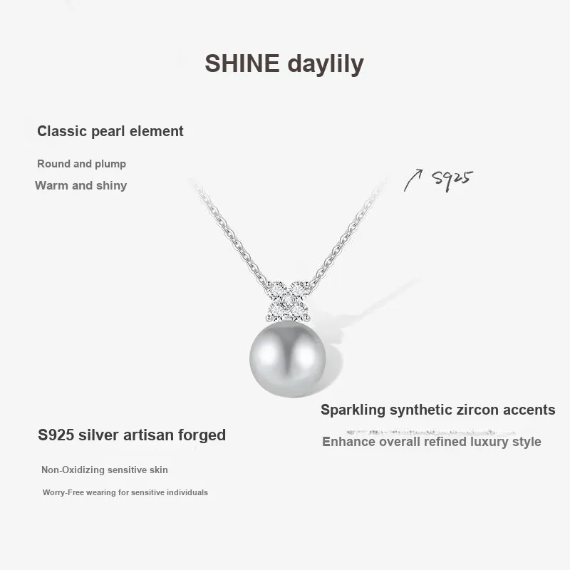 SHINE Ink In The Pearlescent Collection S925 Silver, Zircon, Shell Pearl Necklaces Women's-6