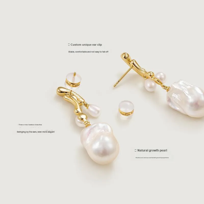 Amber Lollipop Luminous Bamboo Collection Pearl Earrings Women's-1
