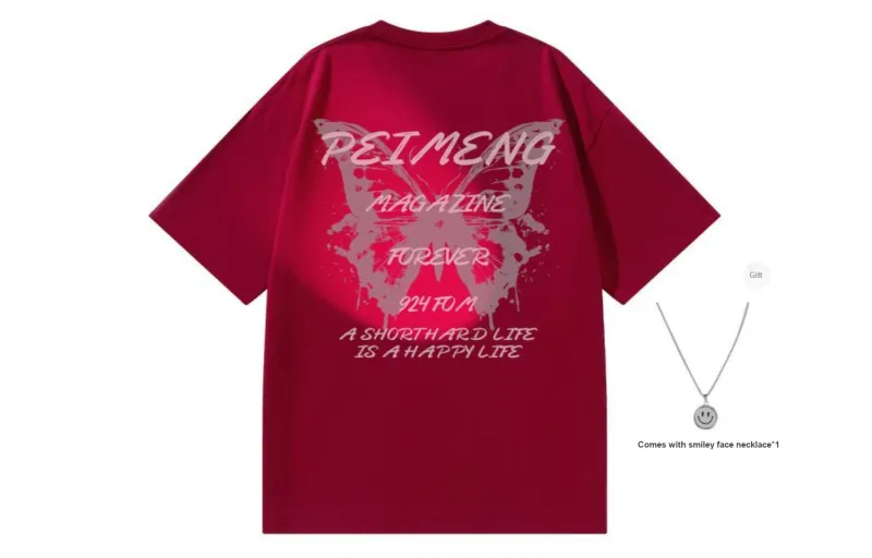 PEIMENG Short Sleeved T Shirts Unisex Comes With Necklace-26