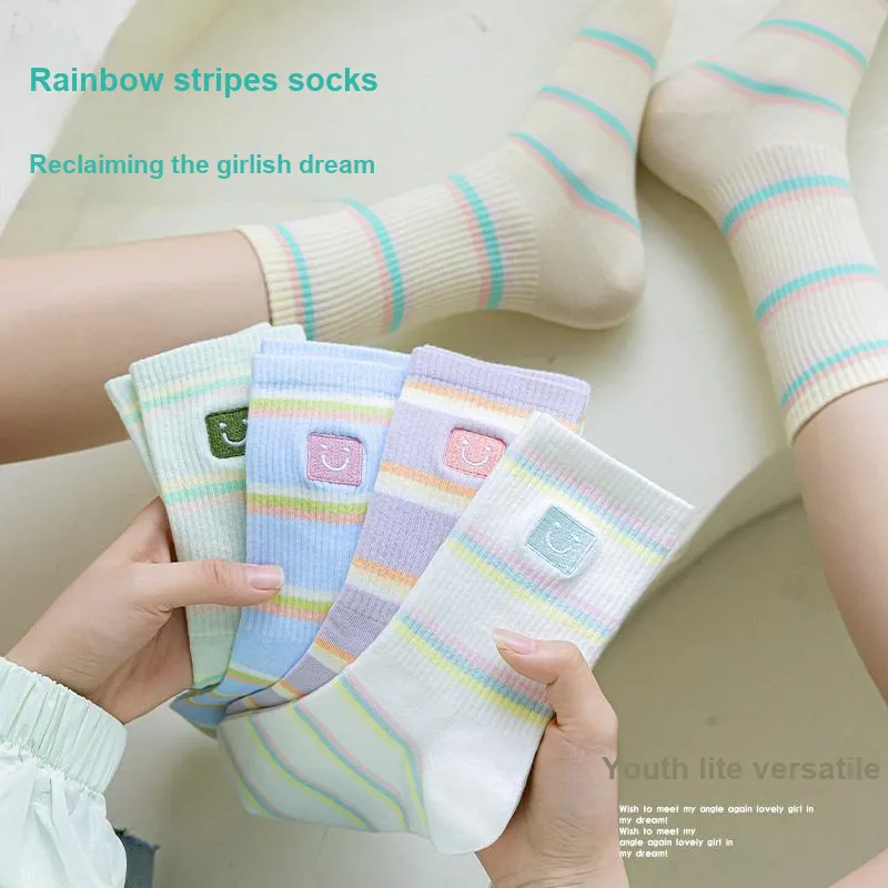 Lan Miao Mid Calf Socks Women's 5 Pack-8