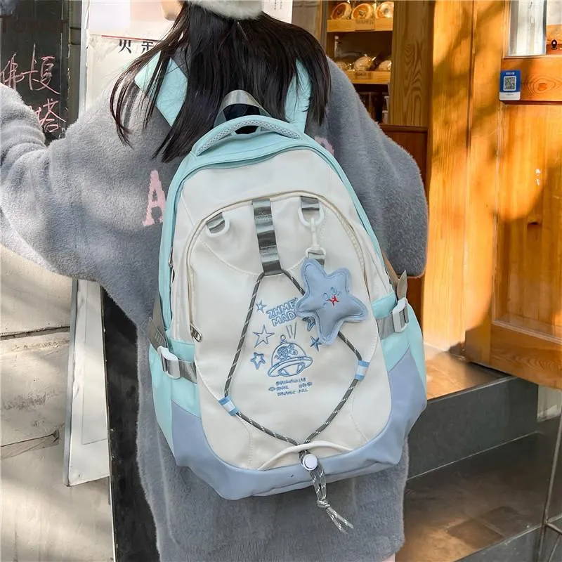 KAMLUI Nylon Fabric Backpack Unisex Multicolor-2