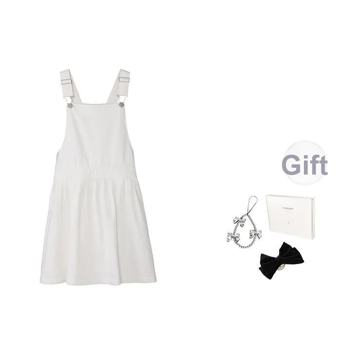 Fstudio Корейский Преппи стиль 100% хлопок Молодежный Универсальный Straps Без рукавов Платье Женское