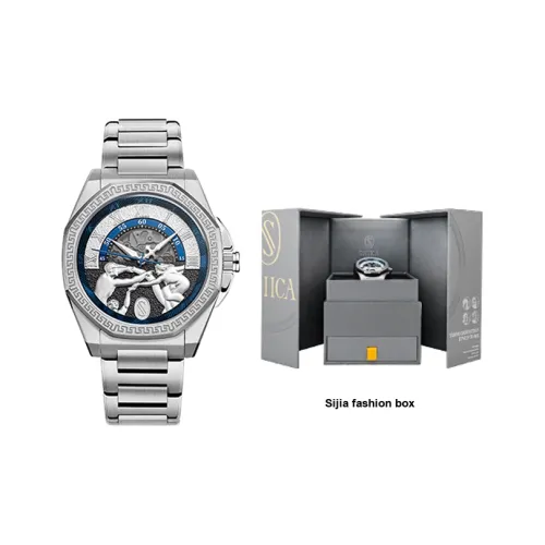 SNIICA Мужские наручные часы Автоматический механический механизм ремешок из нержавеющей стали черный циферблат модель 8040M A