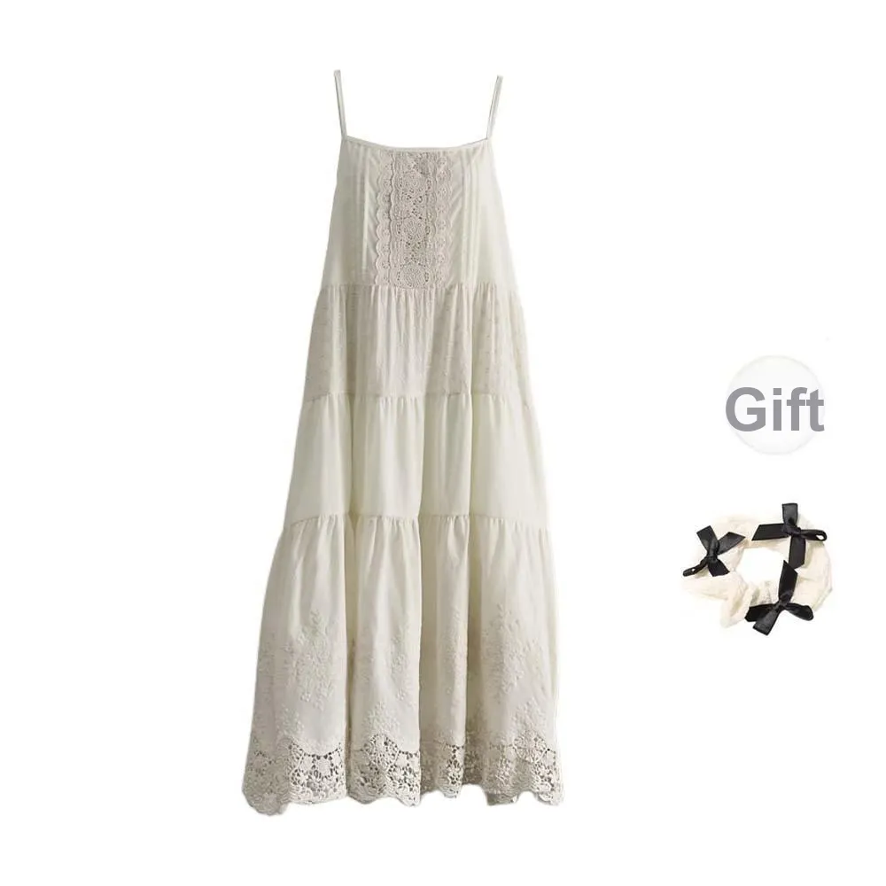 TURN UP Slip Dress Women's Apricot+Bowknot Hair Tie Comes With
