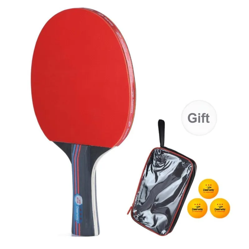 DEERWAY Ping Pong Paddles Unisex 5 Layer Poplar, Blade With Carbon Material Red Blue-11