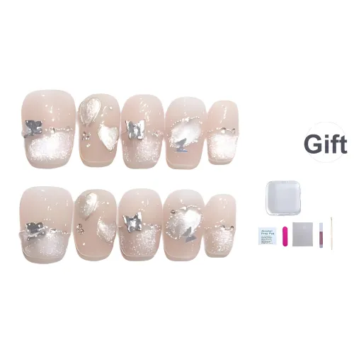 JIDUOMENG Ручной Премиум Атмосфера Кошачий глаз French Heart Бабочка Универсальный False Nail Набор Короткий LADDER