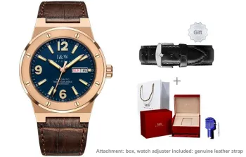 I&W CARNIVAL HWGUOJI Automatic Mechanical Movement Genuine Leather Strap Watch Men's Watches Black Dial
