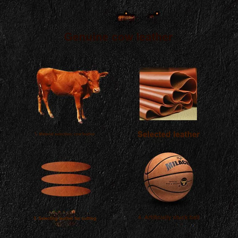 MILACHIC Cow Leather Basketball Playful Brown Size 7 Ball Training-2