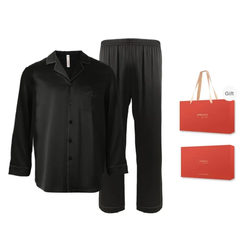 JINSANT Pajama Set Men's Gift Box Set Black-0