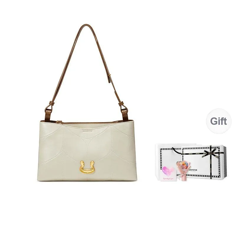 JUST STAR Synthetic Leather Portable Crossbody Underarm Shoulder Bag Regular Women's Brown/Black/White-22