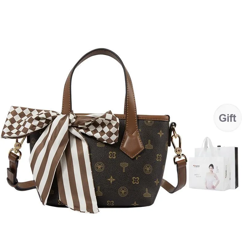 TUCANO PVC Leather PU Leather Bucket Bag Handbag Medium Size Women's Dark Gray/Coffee-8