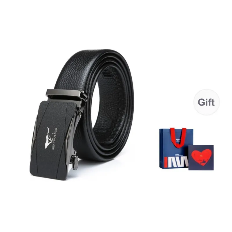 SEPTWOLVES Cow Leather Automatic Buckle Belt Men's Width 3.5cm-2