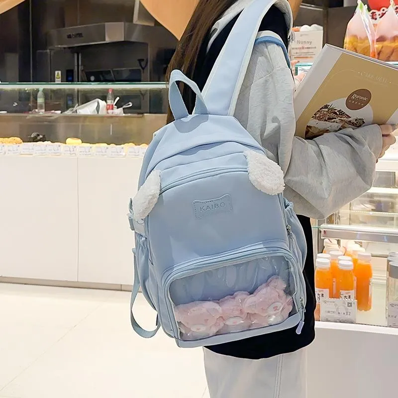 BUBM Nylon Backpack Regular Women's White/Black/Yellow/Blue-16
