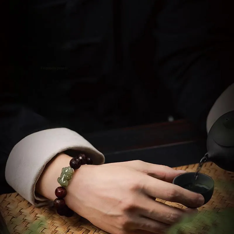 Yi Mingju Small Leaf Red Sandalwood Bracelets Unisex-2