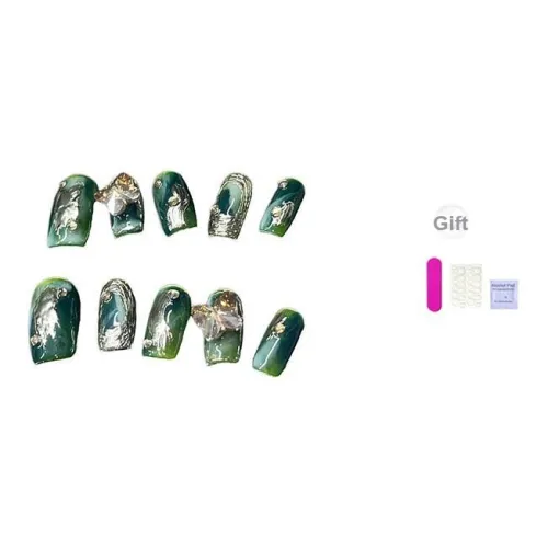 XIBI Handcrafted False Nail Forest's Бабочка Премиум Белый Улучшающий Съемный UV Гель для Ногтей Листья Короткий Квадрат