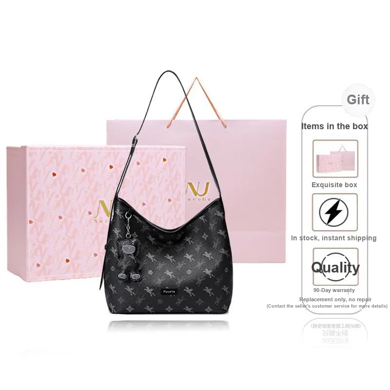 NUCELLE PVC Shoulder Bag, Commute HOBO Bag, Single Shoulder Crossbody Bucket Bag Tubas Women's Multicolor-10