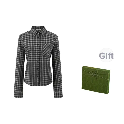 DITB Серый Черный Клетка Женская Рубашка