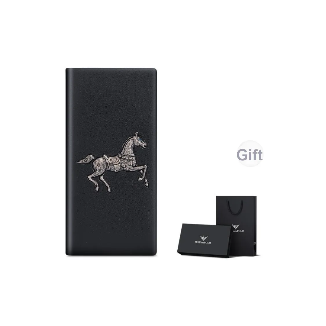 WilliamPOLO Top Grain Cow Leather Cropped Premium Wallet With Multiple Card Slots And Money Clip Men's Black