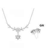 Clothing Sets-Wisteria Moissanite Necklace Zircon Stud Earrings