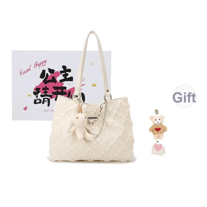 BUHOWE Fabric Tote Bag, Shoulder Bag Regular Women's Ecru-0